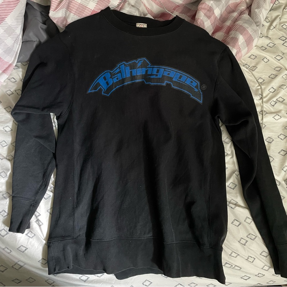 Early 2000s Bape Washed Black Graphic Sweatshirt